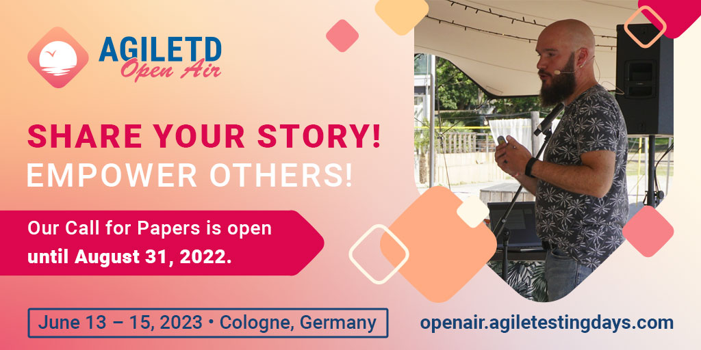 The Call for Papers for the #AgileTDOpenAir is open! 🙌
🧠 Get your brain set, and think about possible sessions, and topics you can enhand for the #AgileTDOpenAir. 
➡️ More details here: bit.ly/3tJ28kf