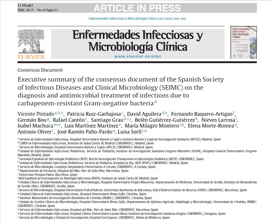 seipweb's tweet photo. #DocumentoSEIP Resumen ejecutivo del documento de consenso de @SEIMC_ sobre el diagnóstico y tratamiento antimicrobiano de las infecciones por bacterias gramnegativas resistentes a carbapenémicos
https://t.co/tI98b85J5O https://t.co/OEk7MZvBkJ