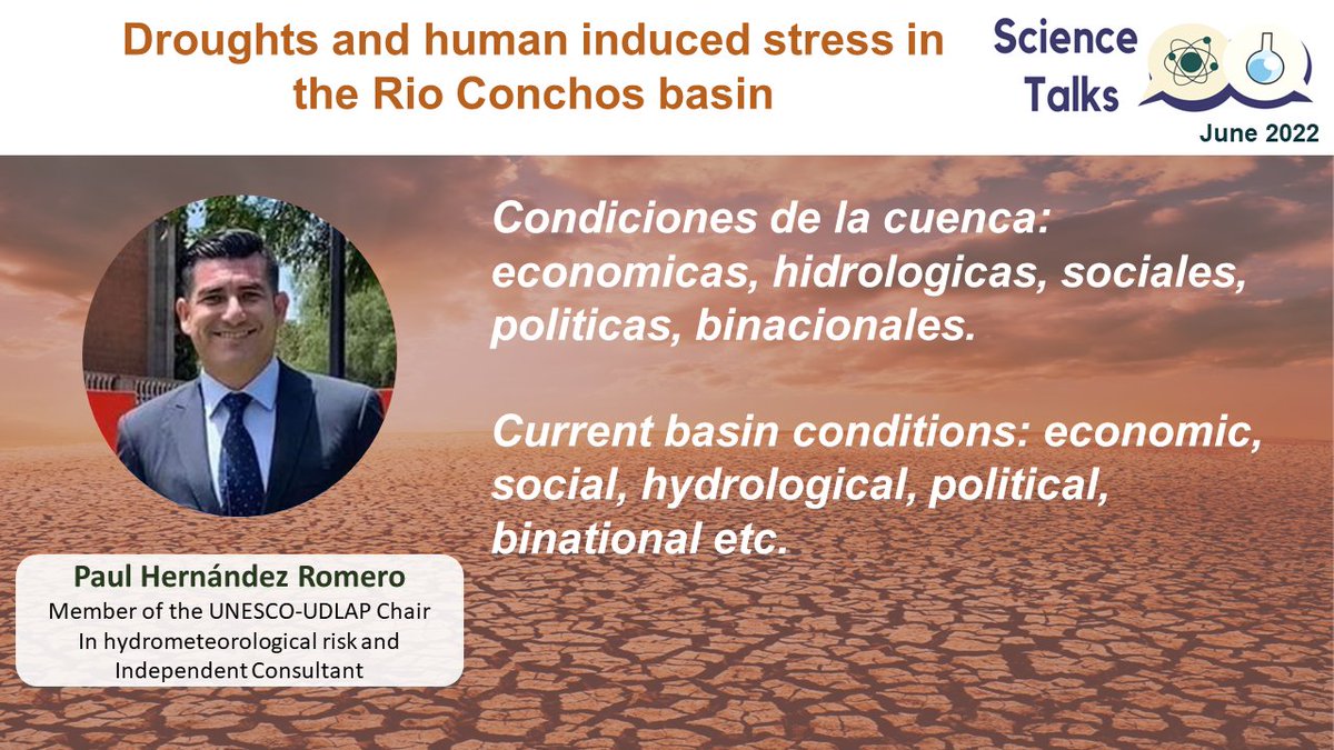 BinationalWater's tweet photo. En nuestro último #ScienceTalks, Paul Hernández Romero nos habló de las condiciones actuales de la cuenca del Río Conchos.
No te lo pierdas nuestros #WaterClips
https://t.co/Vbxi1Zss6P https://t.co/zou5b3iNIl