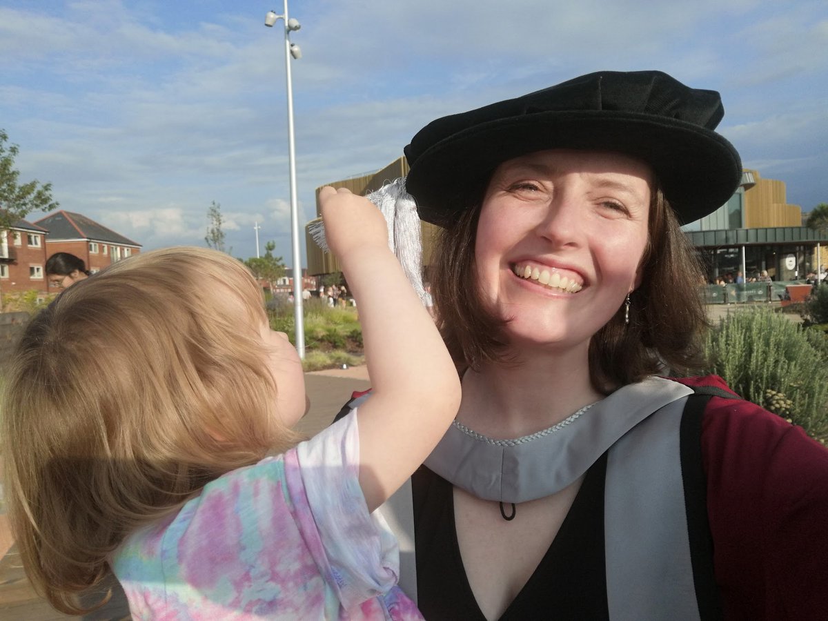 Graduation was special, full of friendship, family. Happy! I couldn't have done it without you all! And to top it off, my 2yo stayed long enough to watch me cross the stage #PhDone #SwanseaGrad <a href="/AlotaibiNahaa/">Dr.Naha Alotaibi د.نحا العتيبي 🌱</a> <a href="/jessica_minett/">Dr Jess Minett</a> <a href="/QEmma93/">Emma Quinn</a> <a href="/iammatthwatkins/">Matt Watkins</a> <a href="/down2ice/">Rebecca Schlegel</a>