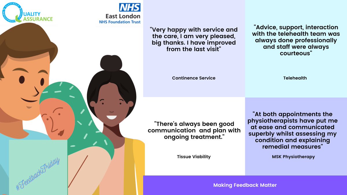 ELFT Quality Assurance (@elftqa) on Twitter photo Let's take a look at this week's appreciation messages! #feedbackFriday for Newham Community Health Services CHN Adults at <a href="/NHS_ELFT/">East London NHS Foundation Trust (ELFT)</a> Spectacular responses from Service Users, well done teams!
<a href="/TelehealthELFT/">ELFT Telehealth Service</a> <a href="/NHSELFTCommuni1/">@NHS_ELFTCommunityServices</a> <a href="/Ruthbra45442314/">Ruth bradley</a> <a href="/ogunso1/">Caroline Ogunsola💙RN,BSc(Hons)DN,MSc,QN,FNFAlum</a> Let's take a look at this week's appreciation messages! #feedbackFriday for Newham Community Health Services CHN Adults at <a href="/NHS_ELFT/">East London NHS Foundation Trust (ELFT)</a> Spectacular responses from Service Users, well done teams!
<a href="/TelehealthELFT/">ELFT Telehealth Service</a> <a href="/NHSELFTCommuni1/">@NHS_ELFTCommunityServices</a> <a href="/Ruthbra45442314/">Ruth bradley</a> <a href="/ogunso1/">Caroline Ogunsola💙RN,BSc(Hons)DN,MSc,QN,FNFAlum</a>
