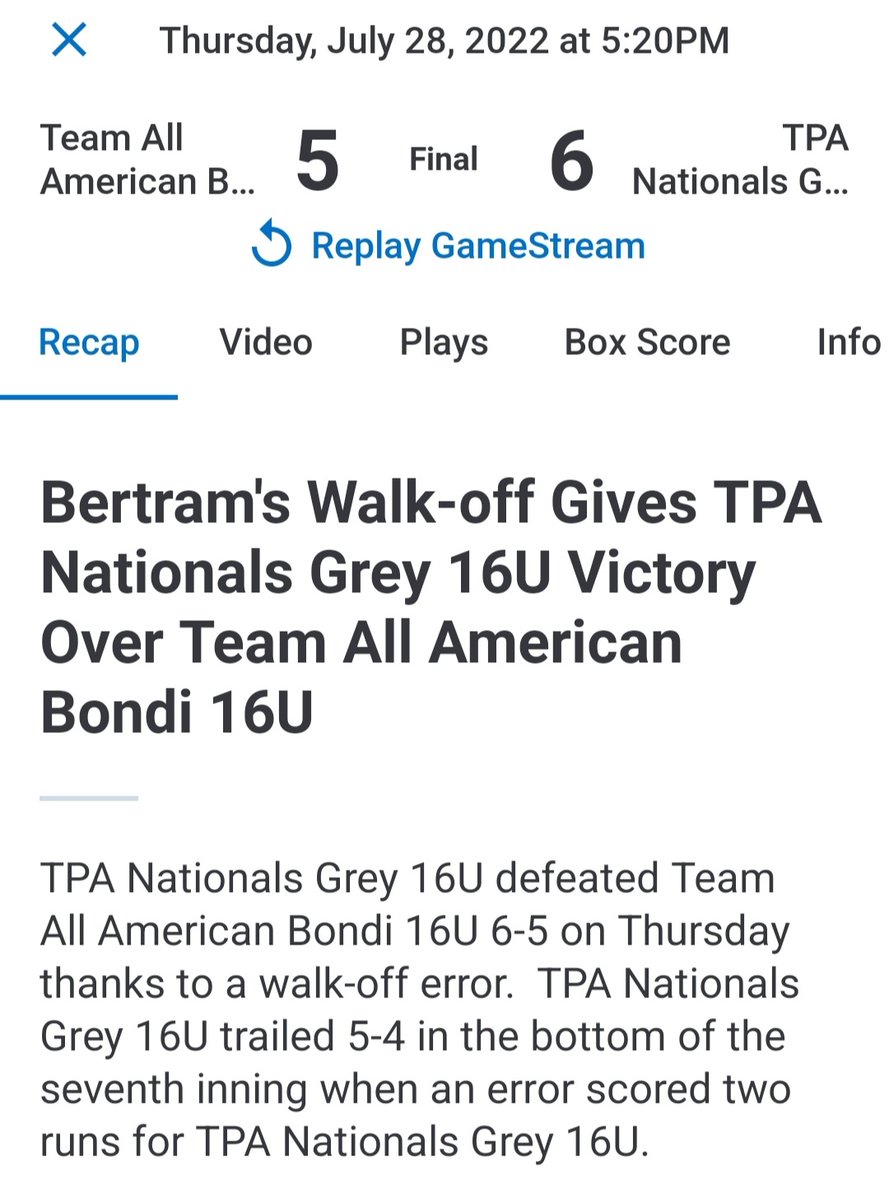 Jeff_Bertram_NC's tweet photo. Good 24 hours...like brother @SamBertram15 @tpanationals, like sister @lucy_bertram07 @swstorm_navy!  Awesome to see the kids come through when it counts. @BroughtBaseball @bhscapssoftball https://t.co/lej1RiS543