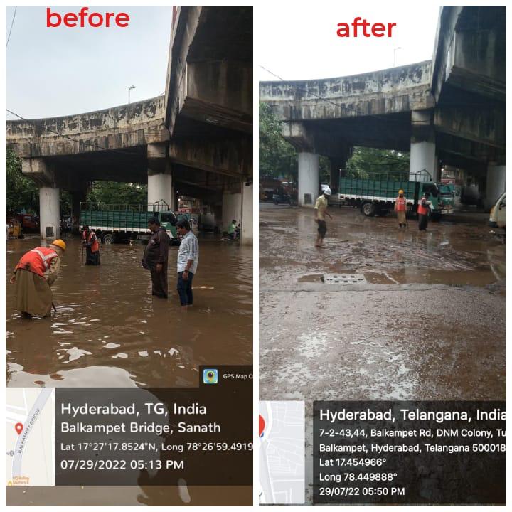 Ratnakar_SE's tweet photo. Despite heavy rain Monsoon teams cleared water stagnations within no time in Khairtabad Zone, situation back to normal within half an hour. Along with EE &amp; team @  Khairtabad  Railway Gate.
@GadwalvijayaTRS 
@arvindkumar_ias 
@CommissionrGHMC 
@GHMCOnline 
@ZC_Khairatabad https://t.co/llnvY1LB9H