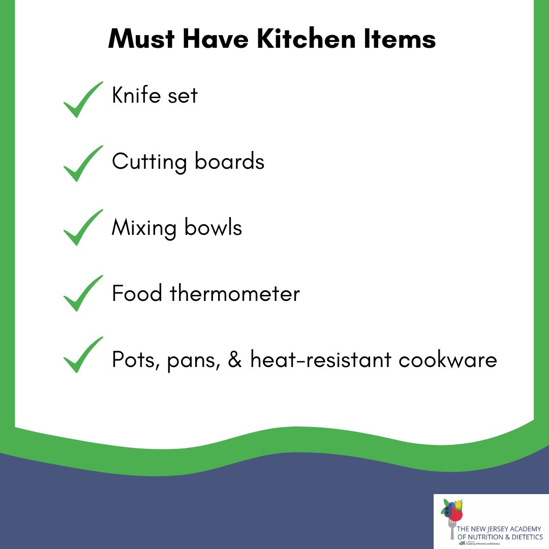 Must have #kitchen items for #beginnercooks! Head to our website for the full list:  eatrightnj.org/13-must-have-k…