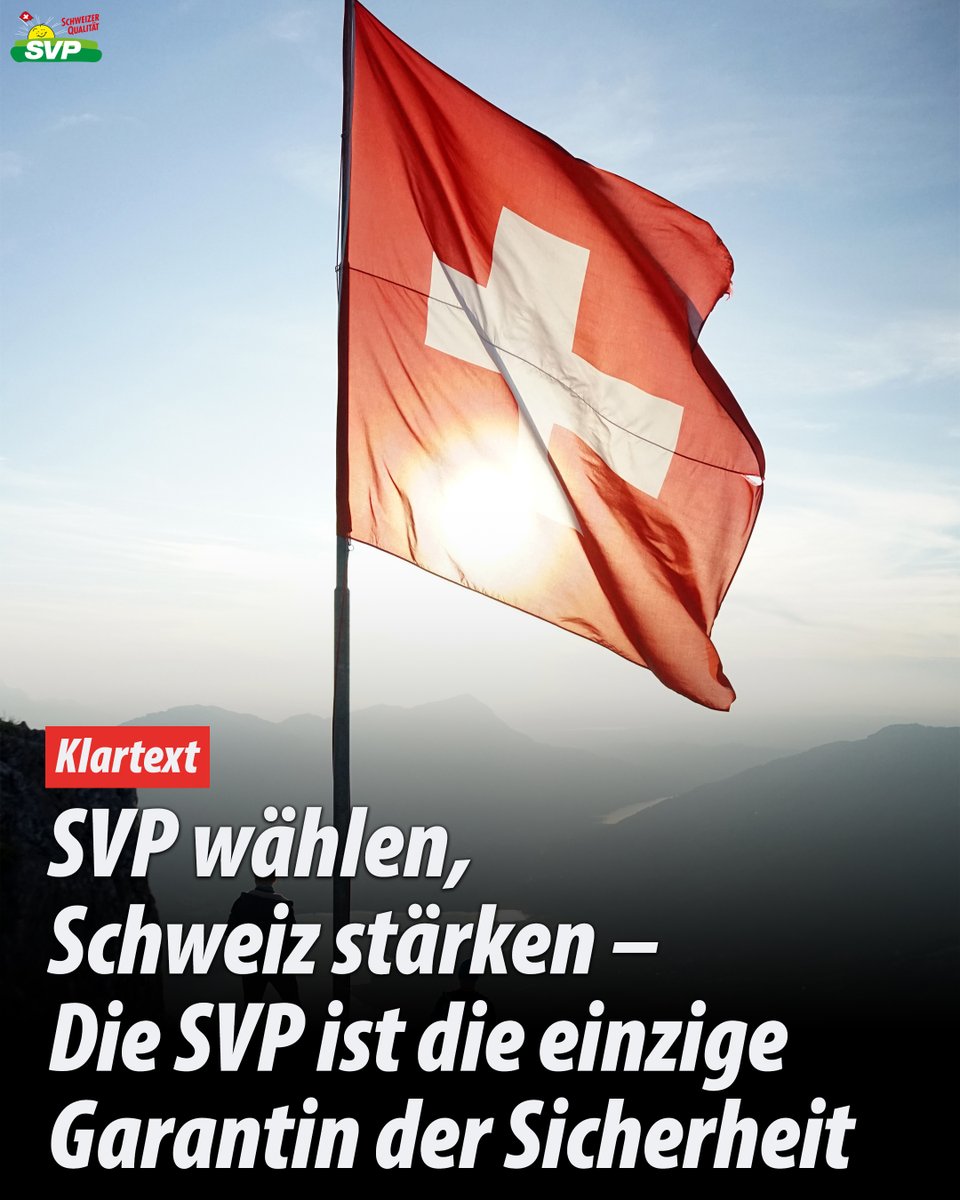 SVPch's tweet photo. Die militärische Sicherheit unseres Landes ist nicht mehr gewährleistet. Auch die Versorgung mit Energie und gesunden einheimischen Lebensmitteln ist gefährdet. Schuld daran sind die anderen Parteien. Es braucht eine Korrektur bei den nächsten Wahlen.

https://t.co/GrzcGqFsGe https://t.co/YumLSE0pIR