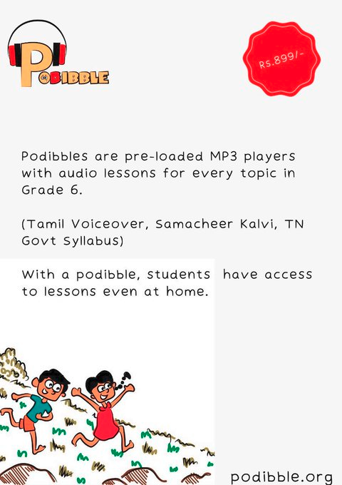 podibble's tweet photo. Podibble tackles the learning gap faced by marginalised learners who do not have access to digital gadgets they can utilise outside the classroom setting. 
@malpani
@SunTV
@GiveIndia
@IAB_India
@Rajalakshmi2398
@smitha_tk
@jsamdaniel https://t.co/lpvmOfZOl3