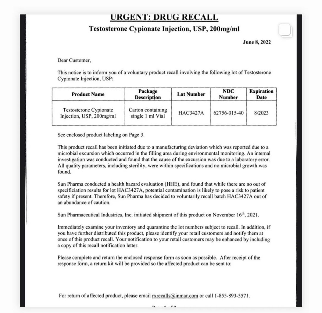 null_fruit's tweet image. hey folks on testosterone, check your 1mL vials! there's been a recall
