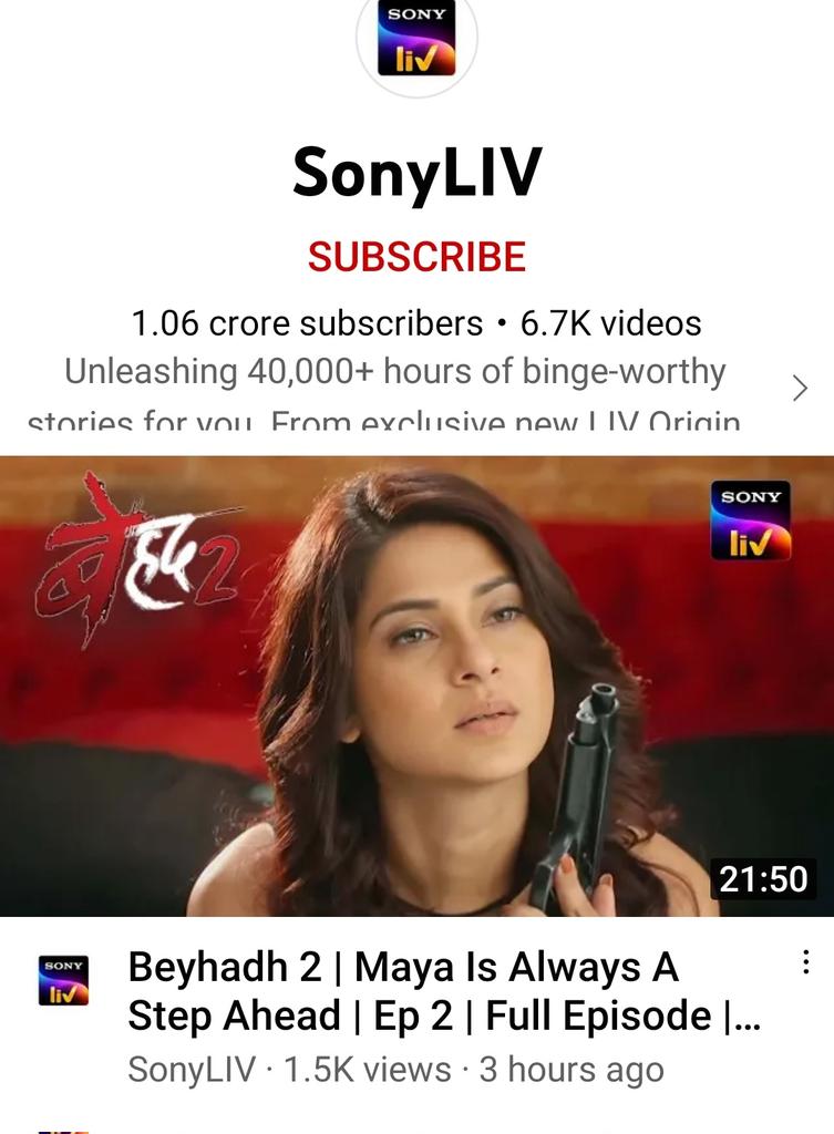 Shreya278's tweet photo. Sonyliv uploading full episodes of #beyhadh2 on their YouTube channel. It started from yesterday.
#Beyhadh2 #JenniferWinget #MayaAgain #MayRa https://t.co/0iYclnJcPr