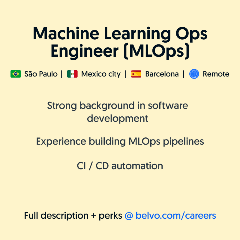 joinbelvo's tweet photo. We also have another opportunity in Machine Learning Operations. You can read the full description and apply here: https://t.co/2ctIW6oO4w

#JoinBelvo #MachineLearning https://t.co/XvD7hRLWY8