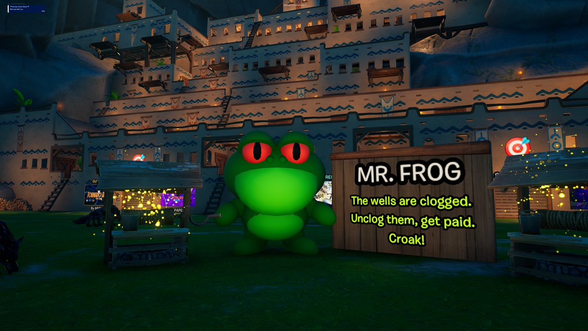 junglxcreates's tweet photo. Last but not least Mr. Frog. He is not as grumpy as he looks. And grew the biggest of the bunch. #Fortnite #FortniteCreative #fncreate #CreatedinFortnite #DancingwithWolves https://t.co/x0nTLucPbj