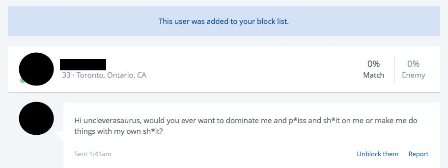 Bullet_Dodged's tweet photo. No, sir I am not. Have you tried #FetLife? #onlinedating https://t.co/ytn1MQyP6V