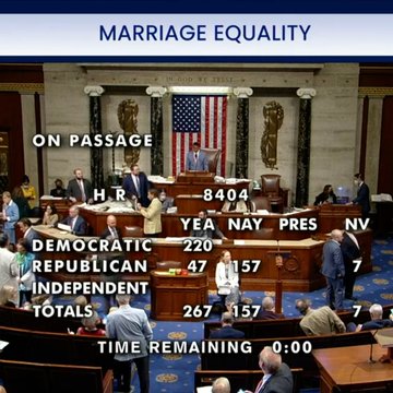 157 House Republicans vote against a bill to protect the right to marriage equality.