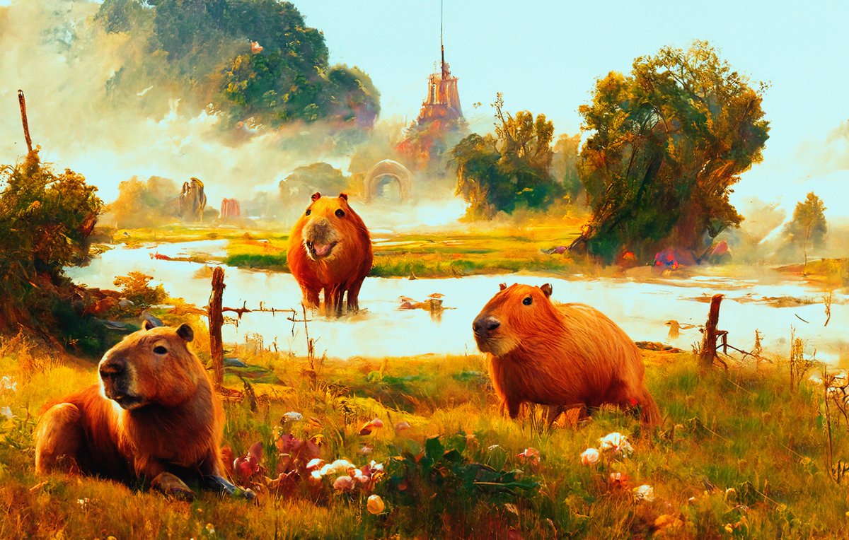 πππππ©π€ (@sabatobox) on Twitter photo Excited to share with you all a new collaboration with one of my faves, <a href="/vvldxz/">LeΓ΄nidas Valdez</a>, in a multi-AI painting fusing Leo's singular landscapes with my capycore sensibilities
This is a special drop for the #Tezos4Nature event by <a href="/Tezos4Nature/">Tezos 4 Nature</a>
9/10 ~ 5 #tezos
teia.art/objkt/763039 Excited to share with you all a new collaboration with one of my faves, <a href="/vvldxz/">LeΓ΄nidas Valdez</a>, in a multi-AI painting fusing Leo's singular landscapes with my capycore sensibilities
This is a special drop for the #Tezos4Nature event by <a href="/Tezos4Nature/">Tezos 4 Nature</a>
9/10 ~ 5 #tezos
teia.art/objkt/763039