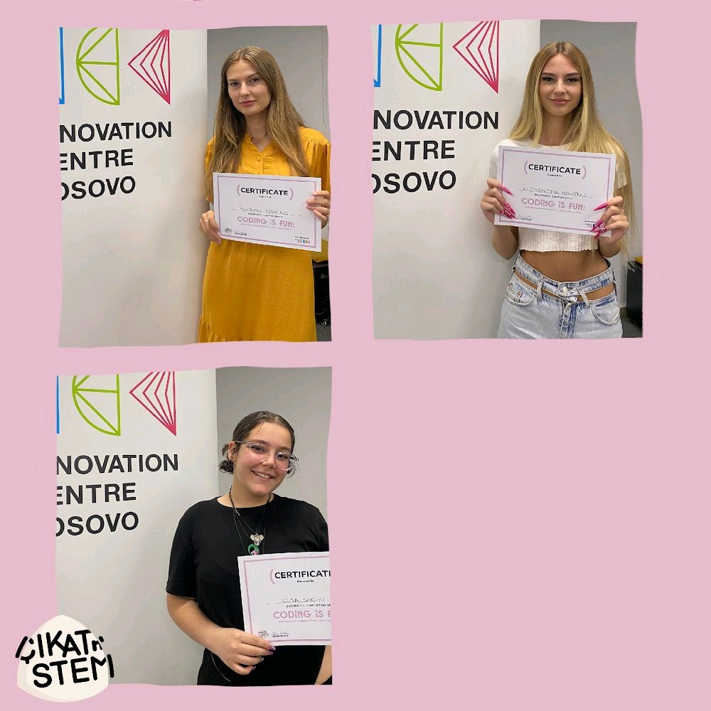 ICKosovo's tweet photo. Coding is Fun - the intensive program for #GirlsinCoding by Çikat n'STEM ✅️. Congrats to all ladies 👏 ICK is a proud partner and supporter. Kudos to @EltaBajramii @jorazeneli @etnazeneli and the team. https://t.co/b0DpuAXK7L