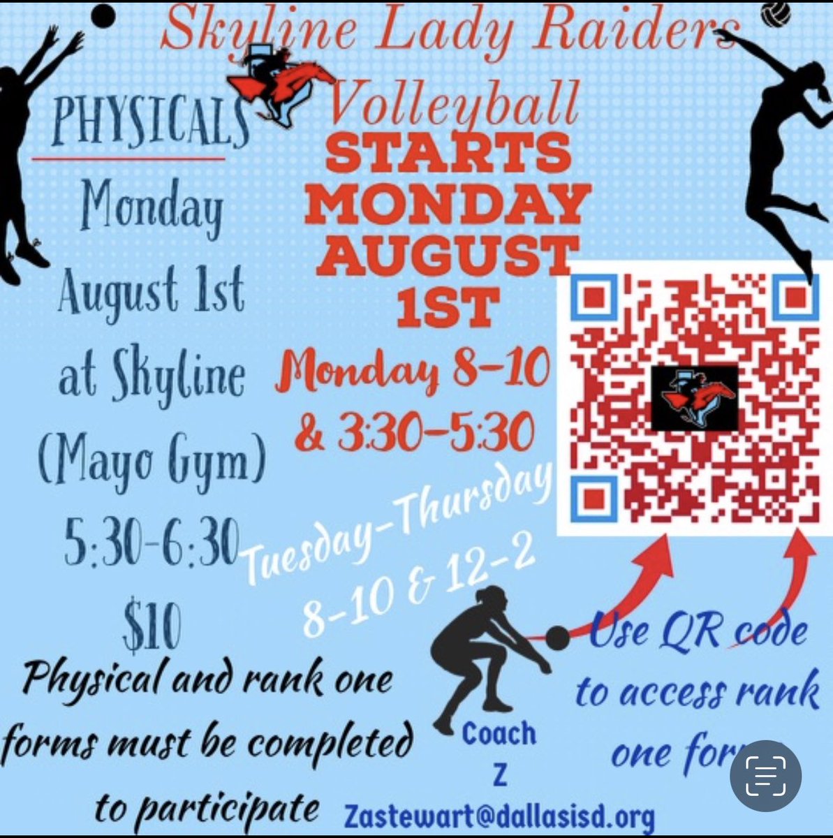 Attention all female students who are interested in our incredible volleyball program, here is a flyer full of great information. @SkylineAlumni <a href="/Skyline_Raiders/">Skyline High School</a>