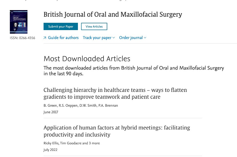 Here's our paper just published on applying human factors to facilitate productivity &amp; inclusivity at hybrid meetings (both face to face &amp; online)

Great to see so much interest in HF as this one &amp; another on hierarchy are the top two downloaded papers!
👇
bjoms.com/action/showPdf…