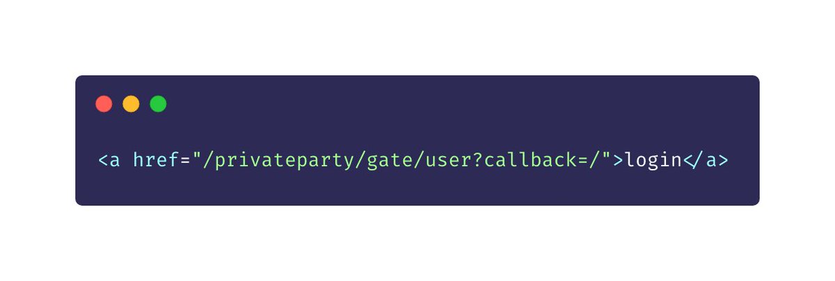 0xprivateparty's tweet photo. Introducing Privateparty gate, the simplest authentication flow for https://t.co/dQ1c9t4w8y. 

It's so simple that you don't even need JavaScript anymore.

Simply include a single link to the "privateparty gate" page in your web app, and it takes care of everything. https://t.co/0xt0VsKOW1
