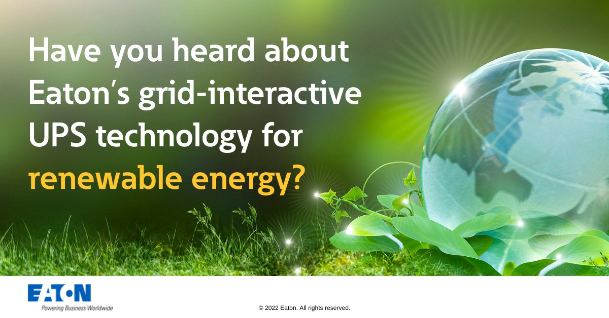 Tripp Lite by Eaton (@tripplite) on Twitter photo We’re excited to be part of the drive for sustainability! Eaton has partnered with Microsoft to outfit data centers with “grid-interactive” UPS technology for the transition to renewable energy. Learn more: bit.ly/3cSFkJh and follow us at <a href="/ETN_Electrical/">Eaton Electrical</a>.
#EatonGetsIT We’re excited to be part of the drive for sustainability! Eaton has partnered with Microsoft to outfit data centers with “grid-interactive” UPS technology for the transition to renewable energy. Learn more: bit.ly/3cSFkJh and follow us at <a href="/ETN_Electrical/">Eaton Electrical</a>.
#EatonGetsIT
