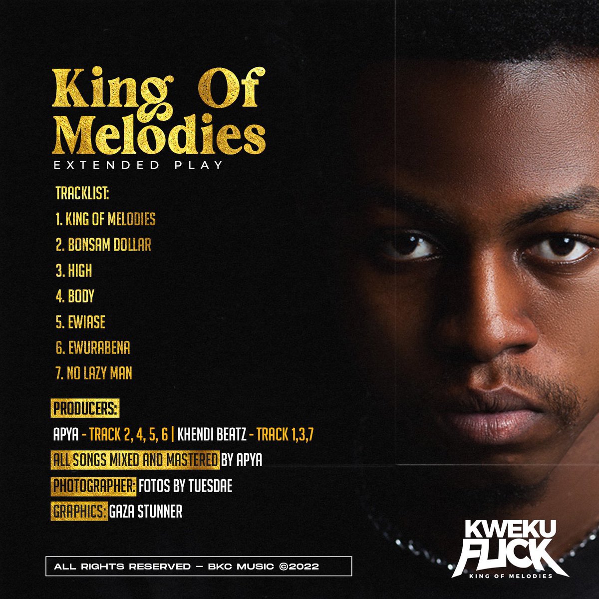 Let’s support the young champ Kweku Flick !

This is his first body of work, let’s give him a reason to do more.

KING OF MELODIES - onerpm.lnk.to/King-Of-Melodi…