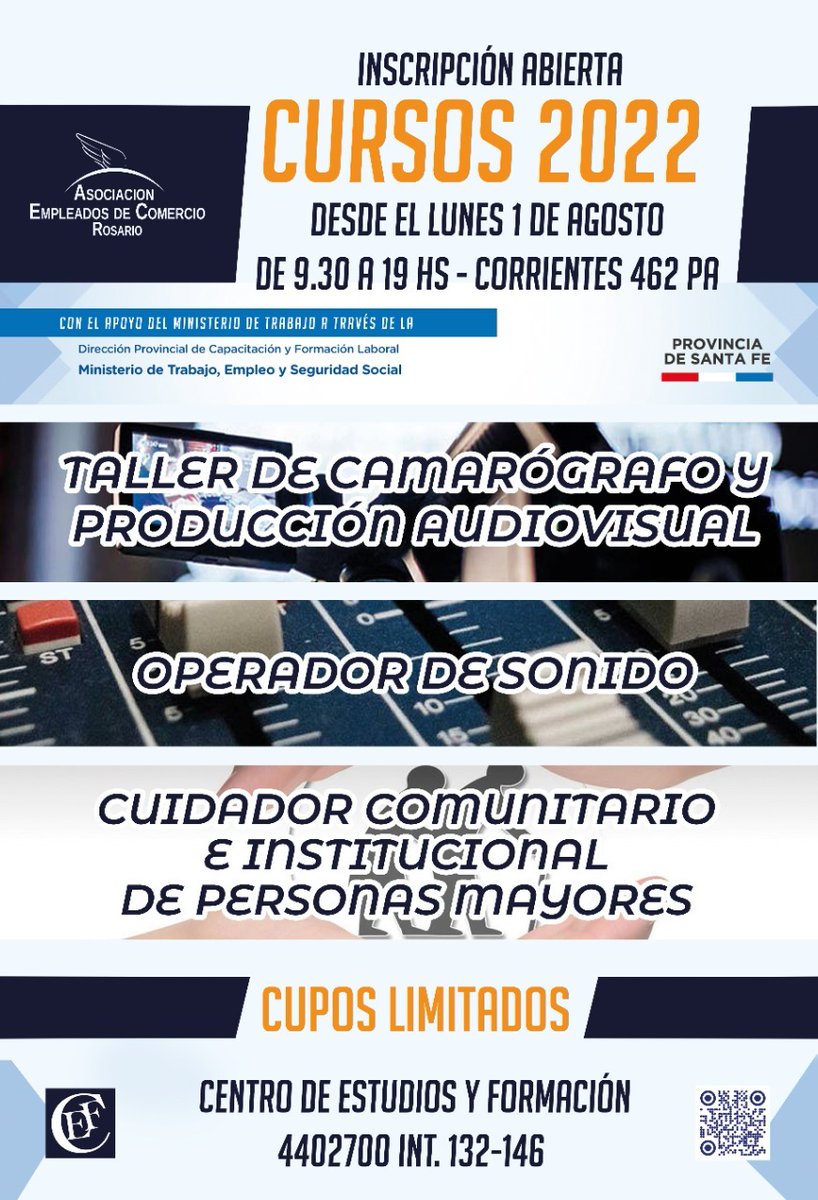 🎥Taller de camarógrafo/a y de producción audiovisual
Inscripción abierta de 9.30 a 19hs. CEF Corrientes 462 PA - Cupos limitados
info al 4402700 int 132 146