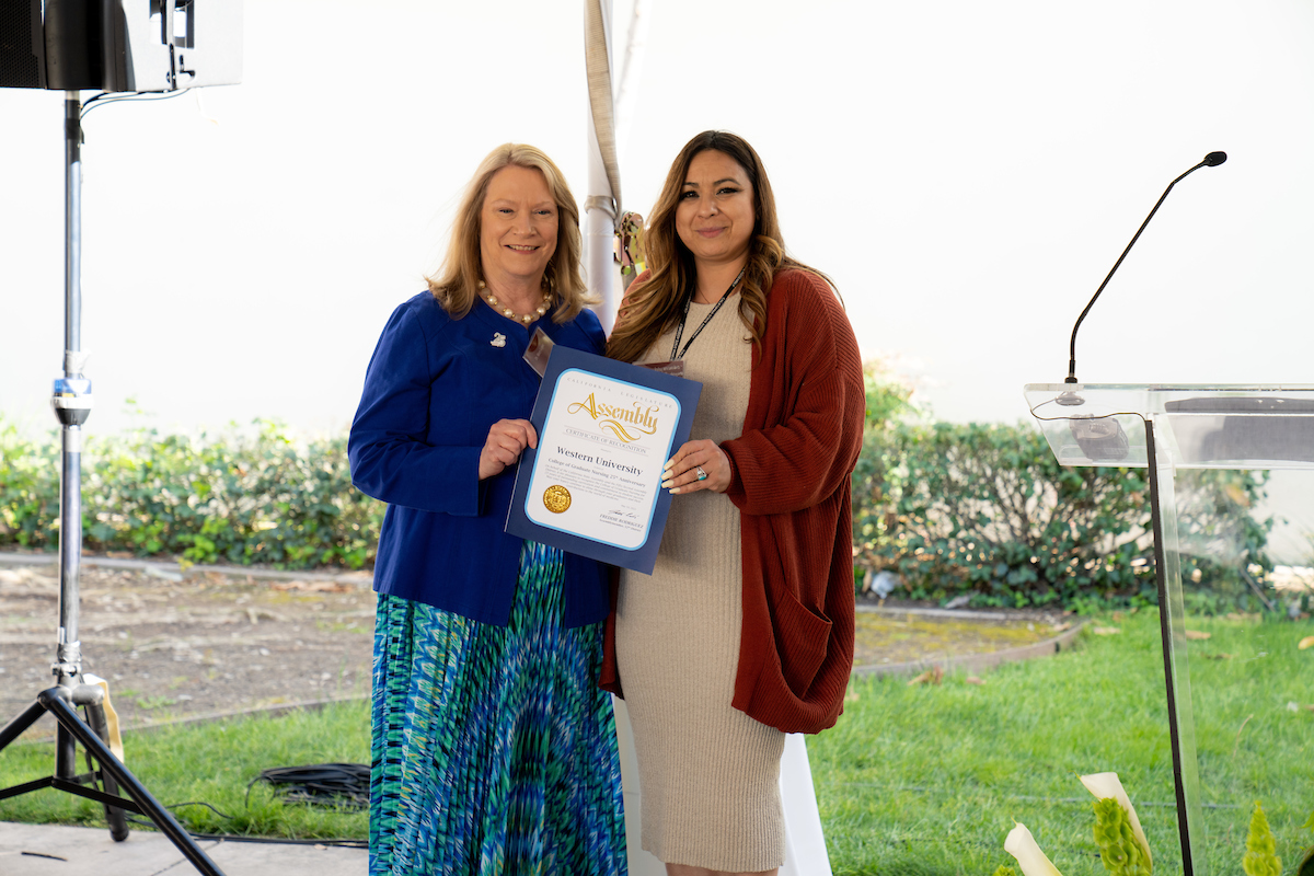CGN_WesternU's tweet photo. Representatives from the offices of state Assemblyman Freddie Rodriguez and Los Angeles County Supervisor Hilda Solis presented proclamations celebrating CGN’s milestone anniversary, as did Pomona City Council members Victor Preciado and John Nolte. https://t.co/TPxYKcqmB7