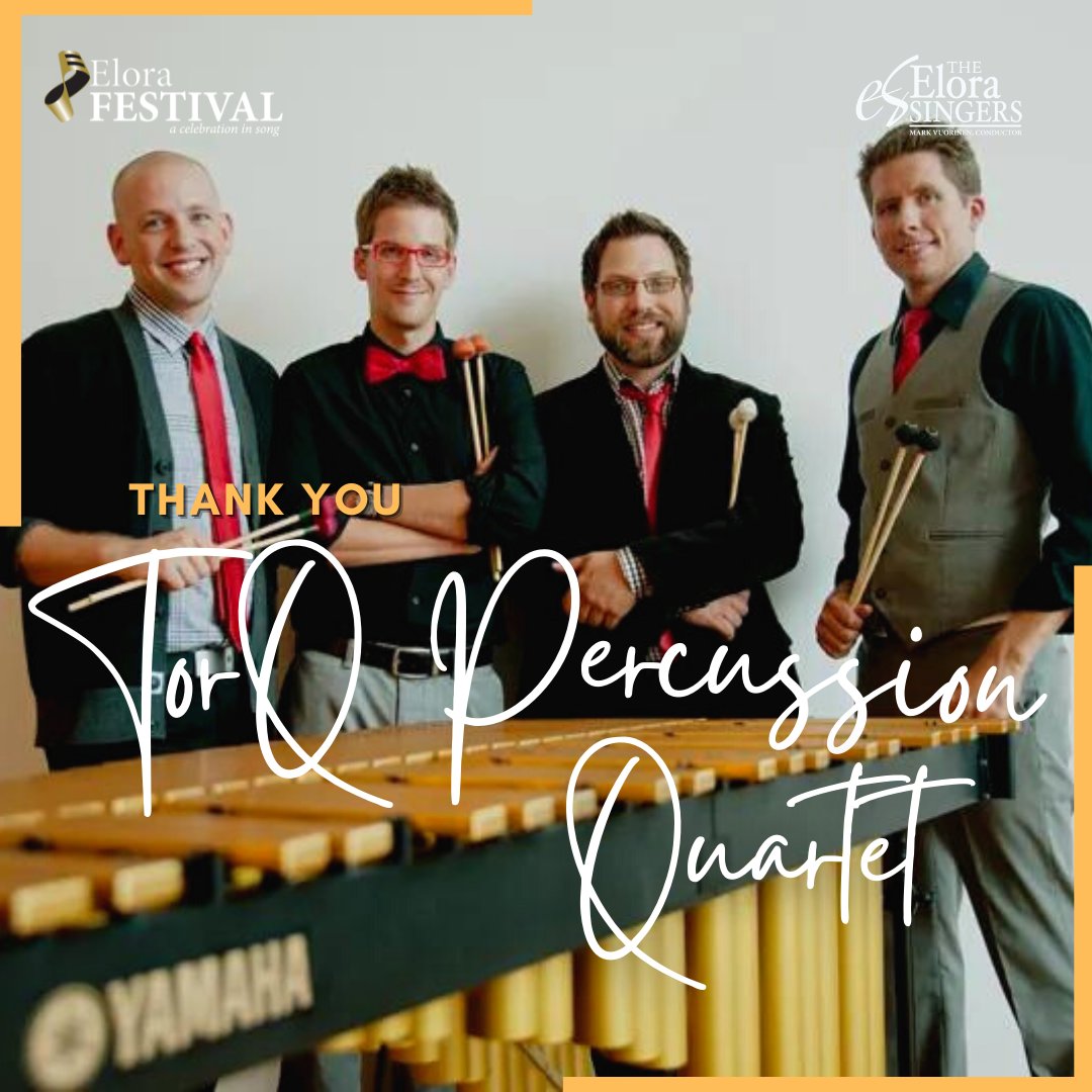 We would like to thank <a href="/torqpercussion/">TorQ Percussion</a> for working double duty at this year's festival! They not only performed with <a href="/EloraSingers/">Elora Singers</a> on wonderful new commissions, but also ran an interactive percussion workshop for families in the community - thank you!