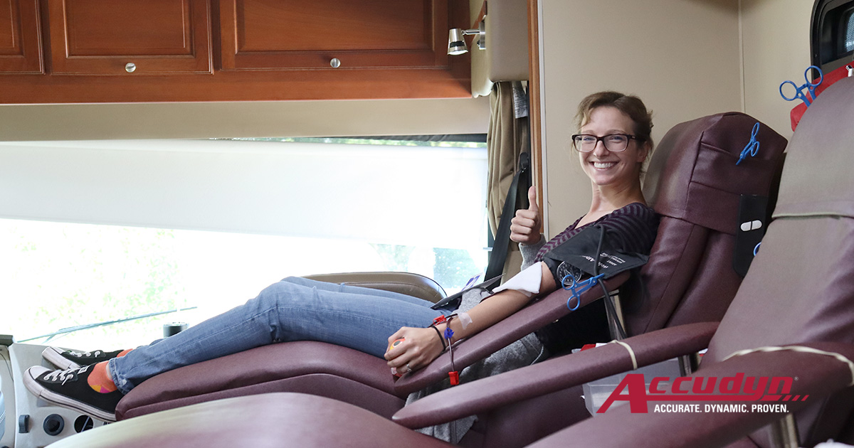accudyn's tweet photo. #FeelGoodFriday Accudyn's Wellness Committee welcomed the Community Blood Bank @OurDonorsSave and had 23 employees donate blood— many were first-time donors! Local blood supplies are critically low; find out more at: https://t.co/RTpefuQb1q 🩸🅰🅱🆎🅾 #CommunityInvolvement https://t.co/HmdLMiVe50