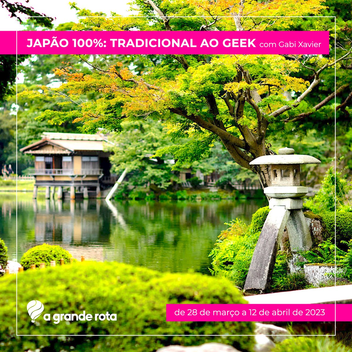 agranderota's tweet photo. Além do Castelo de Kanazawa, conheceremos o celebrado Jardim Kenrokuen que é considerado um dos mais belos jardins de todo o Japão.
Japão 100%: Tradicional a Geek 2023 com @xgabixavier.
De 28 de março a 12 de abril de 2023, vagas limitadas. https://t.co/N45a1DHinK
