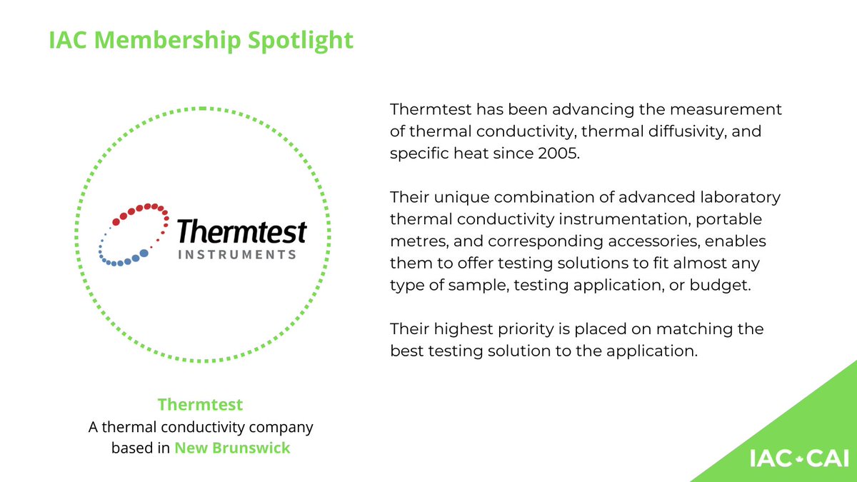 Based in New Brunswick, @Thermtest offers the industry’s most diverse selection of thermal conductivity equipment to their clients.