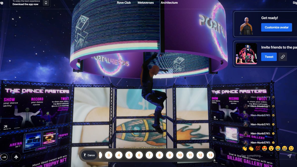 portalheads's tweet photo. Thanks to everyone who joined @portalheads + @Rove_to for the opening of CAMP PORTALHEADS

Music was 🔥 from @tantuncag of #CavaGrande 

Share your photos/videos with #SurPHshop + #RoveParty to be entered to win 1/3 Rove spaces 
Top winner gets a PH 1/1 Trophy #Metaverse #party https://t.co/MgqgkiKlMD