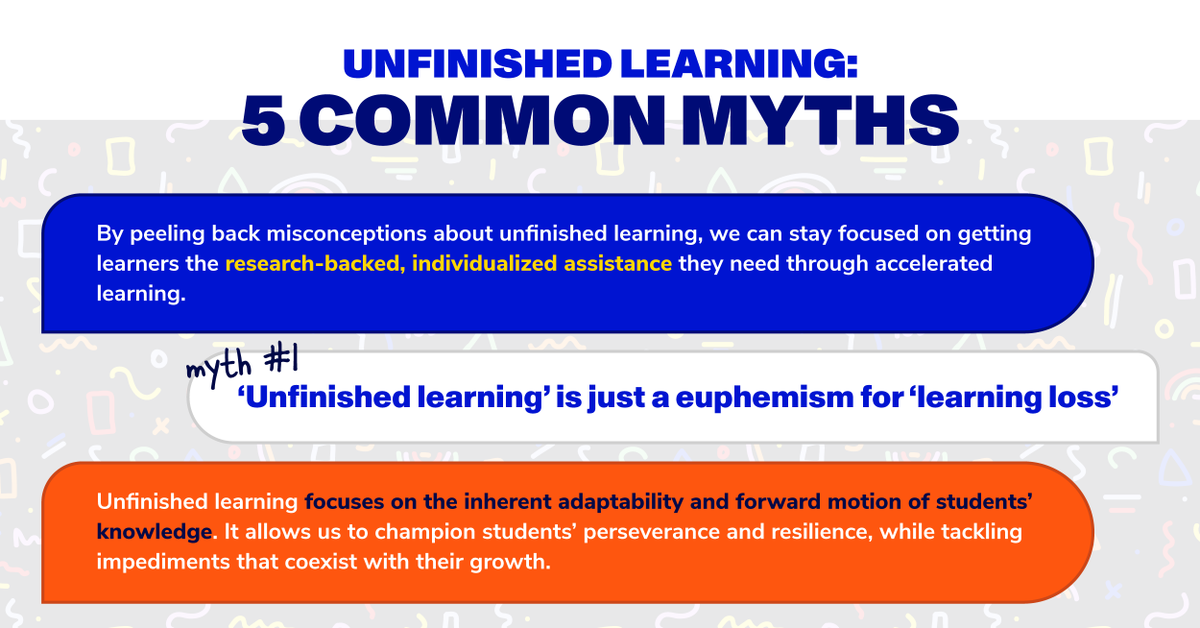 paperlearning's tweet photo. As we grapple with the impact of COVID-19 on education, we’re reviewing common myths about unfinished learning, and focusing on research-backed solutions found in #AcceleratedLearning 🔍

Swipe through to learn more and read the full blog post here: https://t.co/1SbY6u5YNt https://t.co/peYUQttA9x