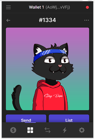 megadonsol's tweet image. Thank you @RuggedRevenants for my free dopecats. the m ost gioving solana NFT out there. Cant wait for mint and it looks like I might be poor people rich by then if my luck continues.