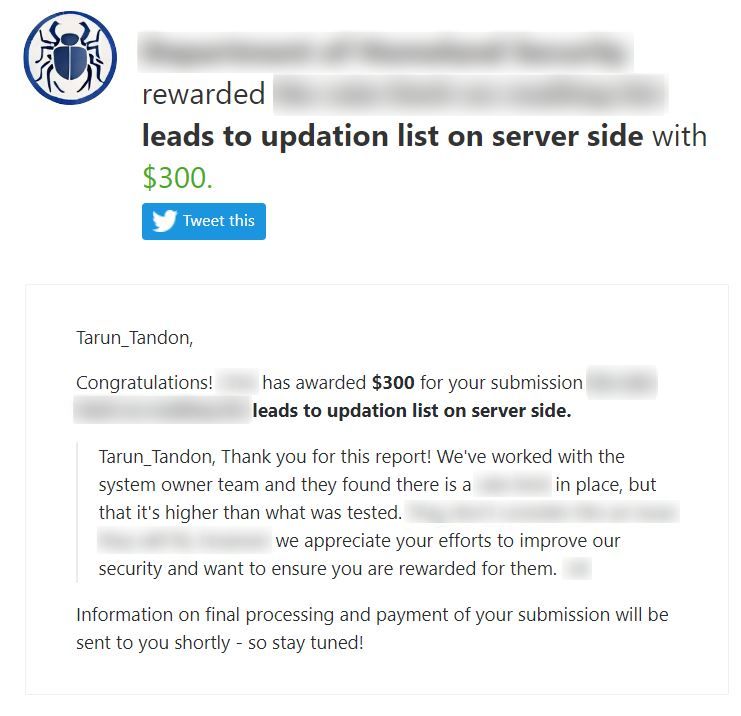 I like performing server-side vulnerabilities especially when it is that easy! Although, we have to convince the ASE about the bug which doesn't seem easy at all!

#bugbountytips #ItTakesACrowd #bugbountytips 
Follow me on - medium.com/@Tarun_Tandon