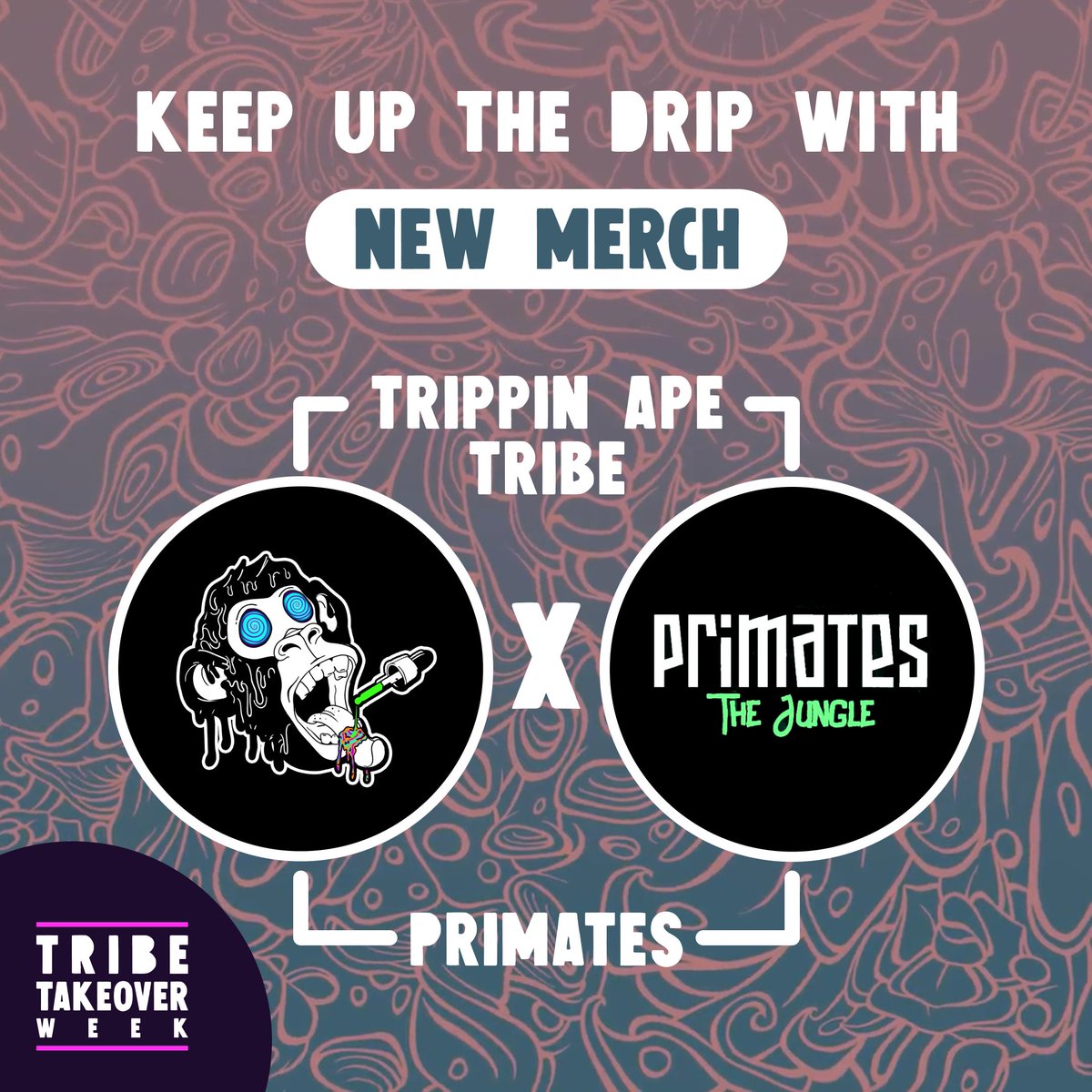 TrippinApes's tweet image. For Day 6 of #TribeTakeoverWeek, we're confirming the rumors of a collab with @Primatesnft are true!

Primates touts itself as a brand and community fueled by ventures and collaborations that propel the web3 space forward.

So what does a partnership with the Tribe look like?