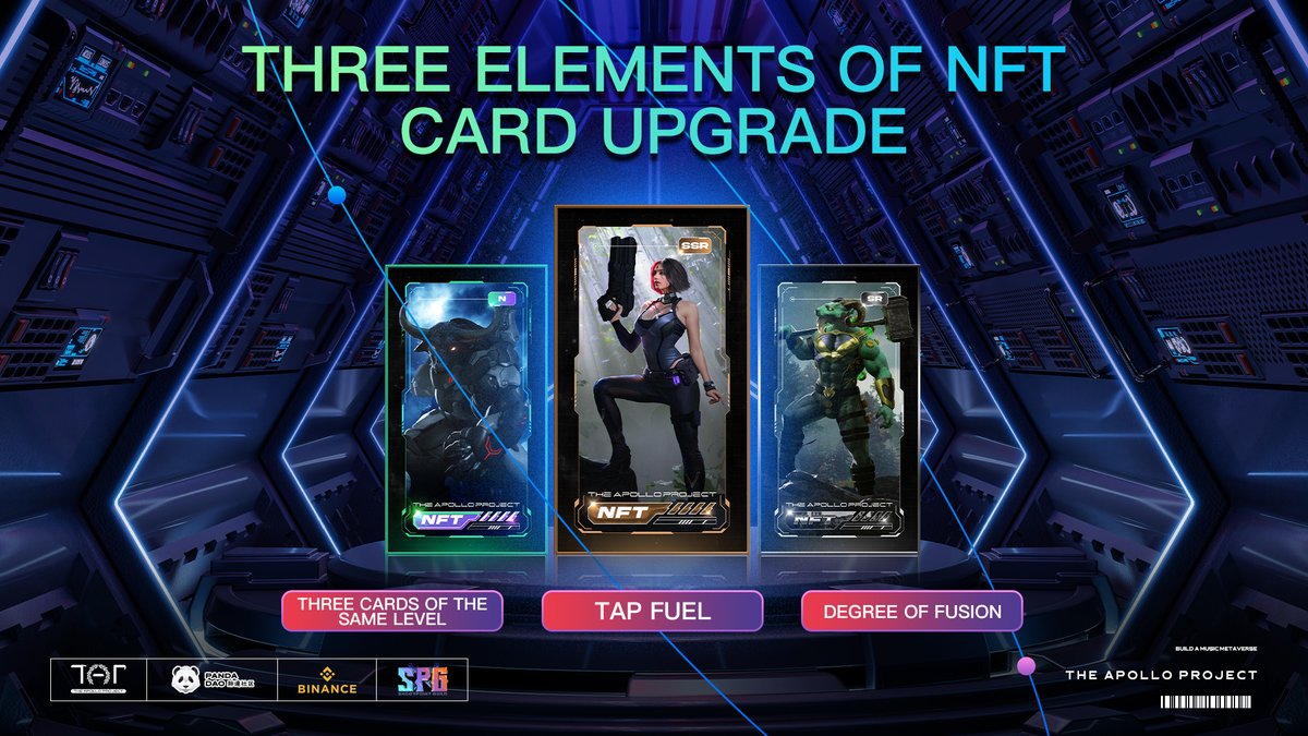 ▶️Three elements of TAP NFT card upgrade:

☑️Three cards of the same level
☑️TAP Fuel
☑️Degree of fusion