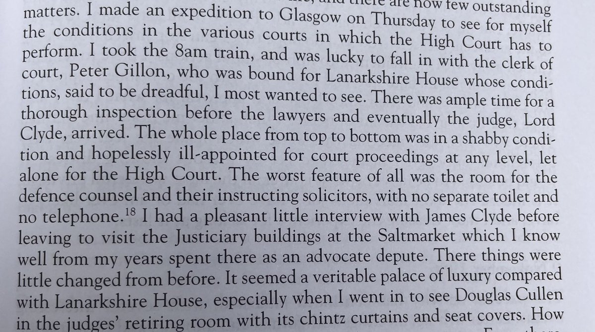 Working my way through Lord Hope’s diaries, and struck by how little has changed in 36 years. He could be describing virtually any criminal court in England &amp; Wales. Yet this is Scotland in 1986.