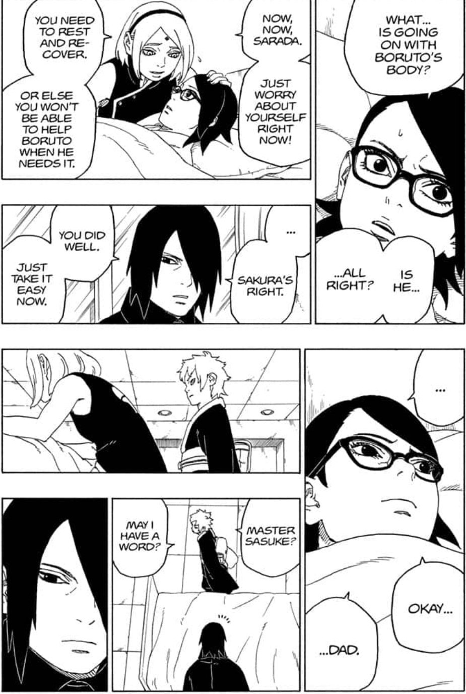 SasuSakuサスサク Updates on X: BORUTO MANGA （ CH 1 SPOILER） ⇨Uchiha Sarada  Birth on 31th March ⇨She hate Tomato ⇨Her hobbies is reading #Boruto   / X