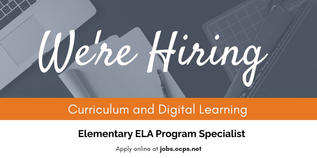 Do you love helping teachers, coaches, and administrators? Love elementary ELA? Love facilitating PD and writing curriculum? Love teamwork? Come join our team! #OCPSElemELA #IMPACTCDL