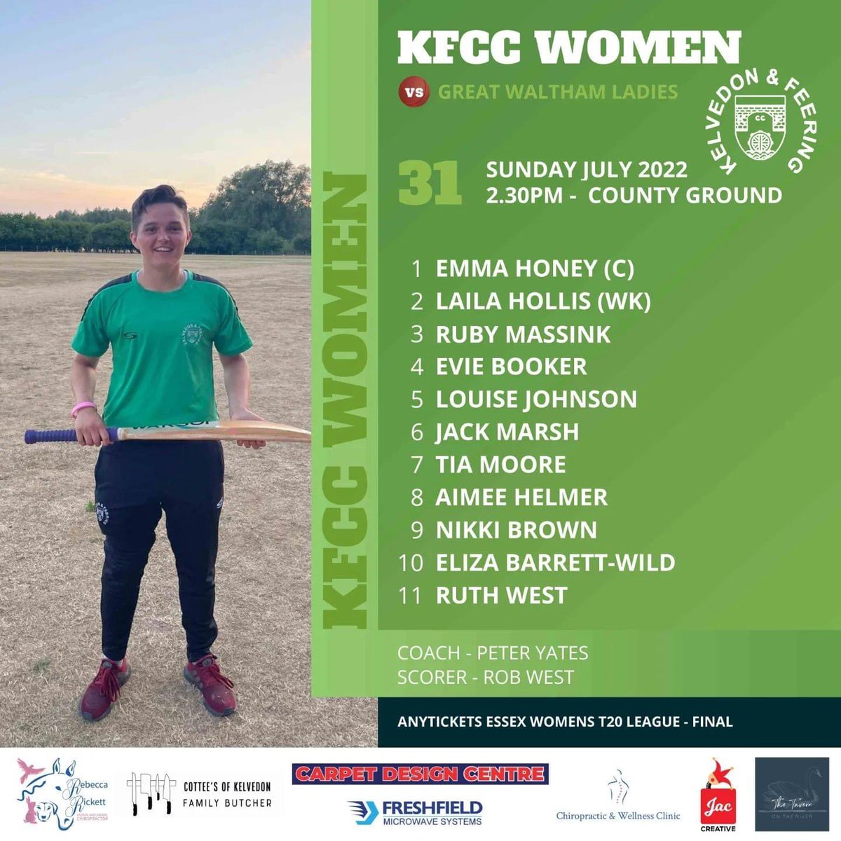 It’s here. The team for the final against Great Waltham. We’d love to see as many people as possible there!