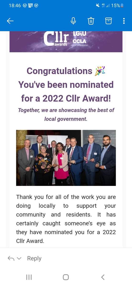 JoannaWestUK's tweet photo. What a fabulous end to the week! Thank you, whoever you are 😊 ❤️ #CllrAwards #CouncillorLife #DeedsNotWords #BuildingOnExcellence #LGIU https://t.co/0BwyDDJE5S