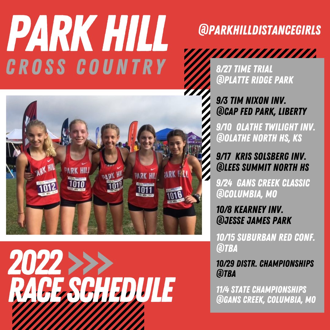 PHHSDistance's tweet photo. Save the dates for our 2022 season and thank you for your continuing support! @phhsbxc @PH_Track @CG__XC @plaza_tigers @meestermo @WeAreParkhill @ParkHillLEAD https://t.co/P5ld8v5SJX