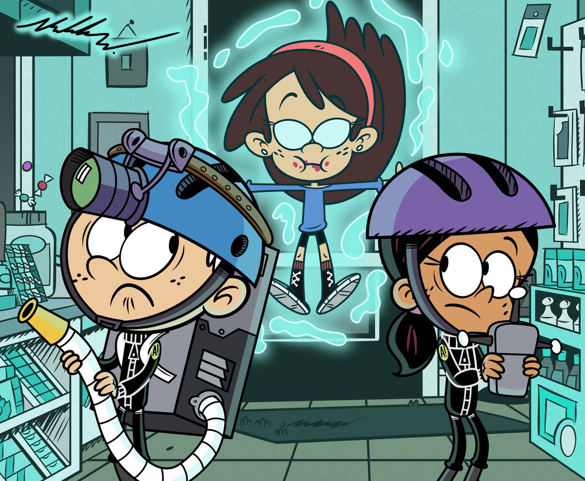 #RonniecolnWeek Day 1: Ghost hunting 👻🚫🔦
¿A quién vas a llamar?...pues a Héctor no porque no va a querer ver un espíritu en su mercado 
#ronniecolnweek2022 #lincolnloud #ronnieannesantiago #hauntedhouse #sidchang