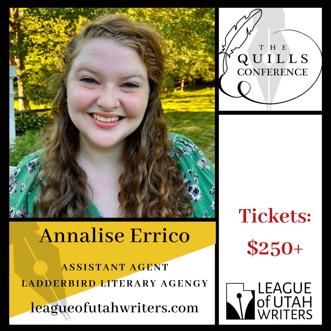 AnnaliseErrico's tweet photo. I am so excited to join the League of Utah Writers for this year's Quills Conference (https://t.co/w2wSU3Ial6)! I can't wait to hear all of your fabulous pitches!🌺 #LeagueOfUtahWriters #Quills2022 #WritingToChangeTheWorld #QuillsConference22
#Quills22 https://t.co/YodJokMC1l
