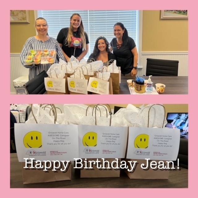 Happy Birthday Day to our Founder Dr. Jean Griswold. The Ocean City Griswold celebrated Jean's birthday with lunch and goodie bags for our Caregivers.