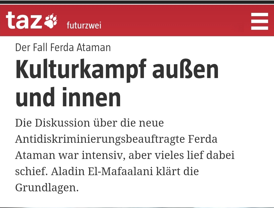 "Die Antidiskriminierungsbeauftragte ist also nicht für gesellschaftliche Harmonie zuständig, sondern für die Probleme und Interessen von (potenziell) Diskriminierten und für die strukturellen Ursachen. (...) Das geht per definitionem nicht in Gemütlich."