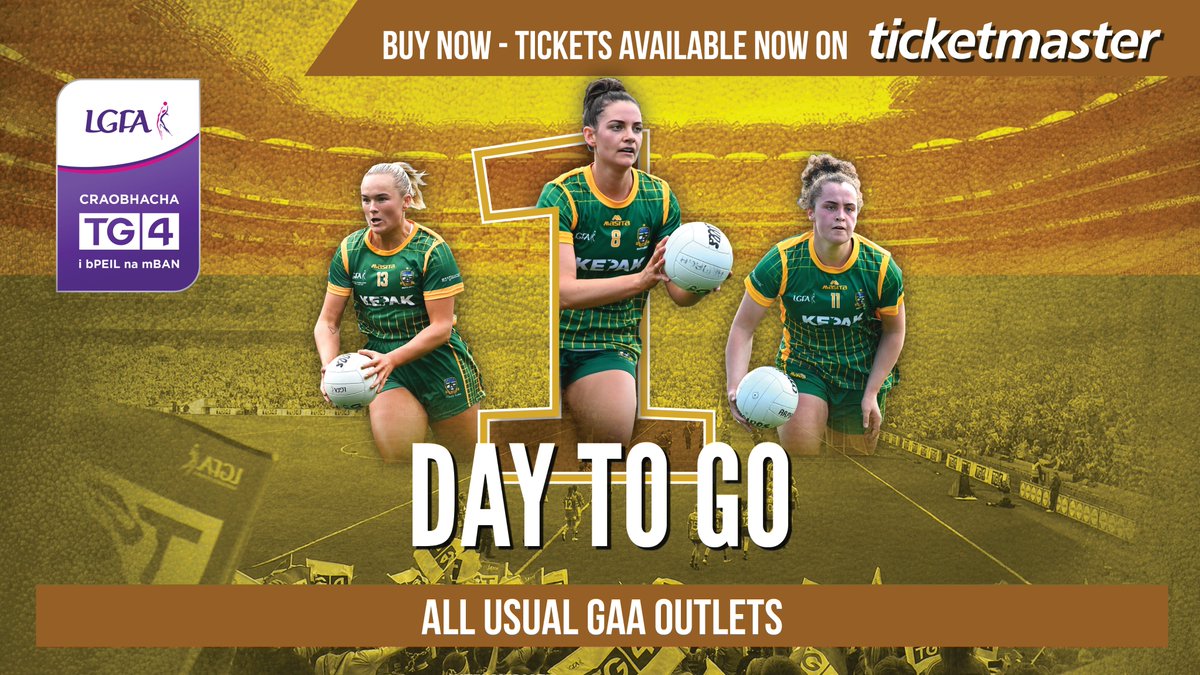 1⃣ day to go! 

The countdown continues to the 2022 <a href="/TG4TV/">TG4</a> All-Ireland Finals at <a href="/CrokePark/">Croke Park</a>!

🎫🎟️Get your tickets now at all usual GAA outlets and via Ticketmaster! 

Full details➡️ bit.ly/3QTif92
Ticketmaster➡️ bit.ly/3aWnG79

<a href="/SportTG4/">Spórt TG4</a> #ProperFan