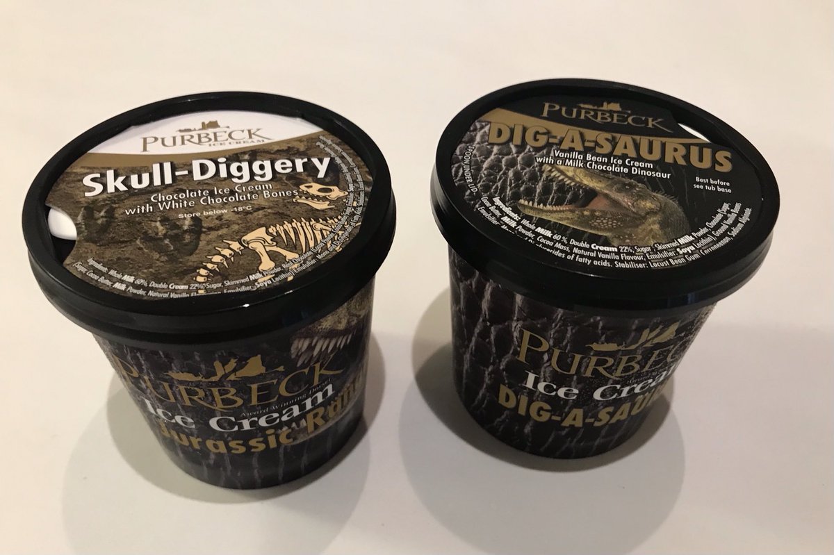 We now have Jurassic flavours in our ice cream freezer. Every pot sold means a donation to the Jurassic Coast Trust. ⁦<a href="/PurbeckIceCream/">Purbeck Ice Cream</a>⁩