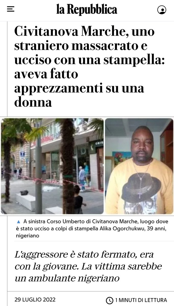 Misurelli77's tweet photo. Si chiamava Alika Ogorchukwu ed era un essere umano... https://t.co/2q07ruOlnW