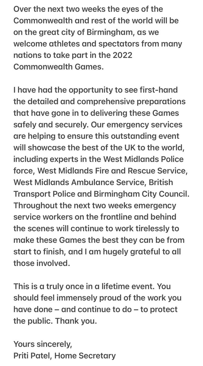My message to our emergency service workers at the 2022 Commonwealth Games ⤵️ #B2022