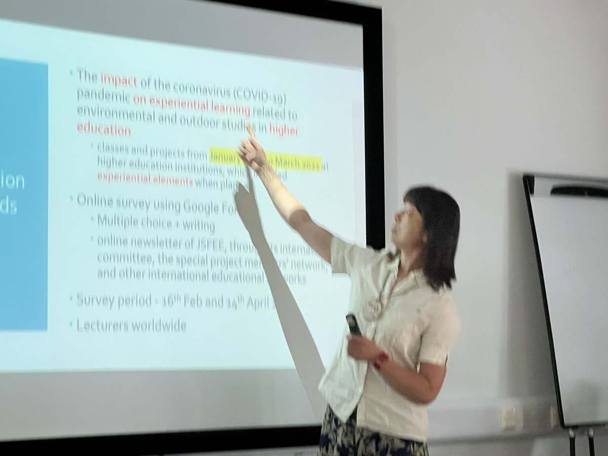 outdoormittens's tweet photo. Takako Takano reports on her research project evaluating impacts of COVID 19 on experiential learning in higher education. Bottom line, sure people made the best and completed many outcomes. And, there is no substitution for experientially learning in person together. #IOERC9 https://t.co/P3C4VoC4Yj